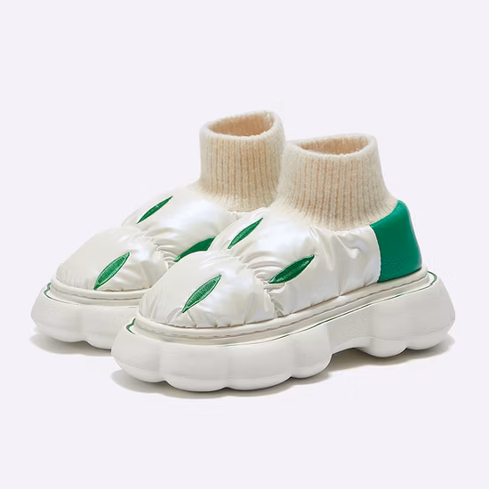 Wasserdichte Tuch weibliche Slipper flache Home Indoor warme Pelz Knöchel Schneestiefel